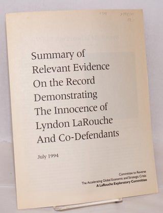 Cat.No: 142101 Summary of relevant evidence on the record demonstrating the innocence of...