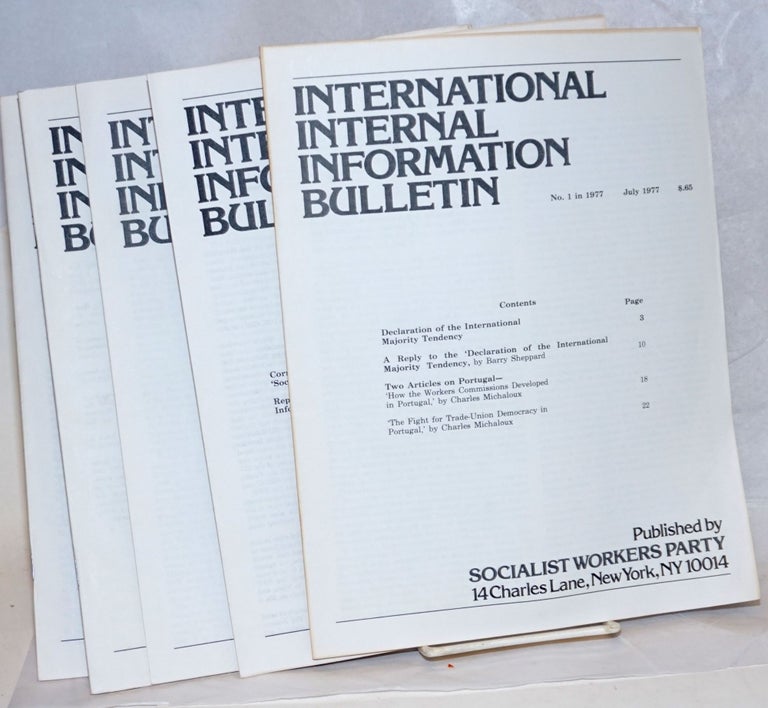 Cat.No: 142319 International internal information bulletin, no. 1 in 1977, July, to no. 5, August. Socialist Workers Party.
