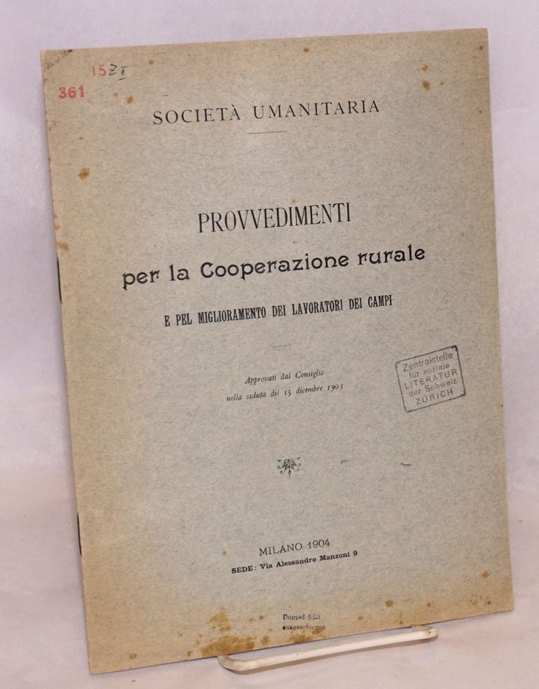 Cat.No: 142895 Provvedimenti per la cooperazione rurale e pel miglioramento del lavoratori dei campi