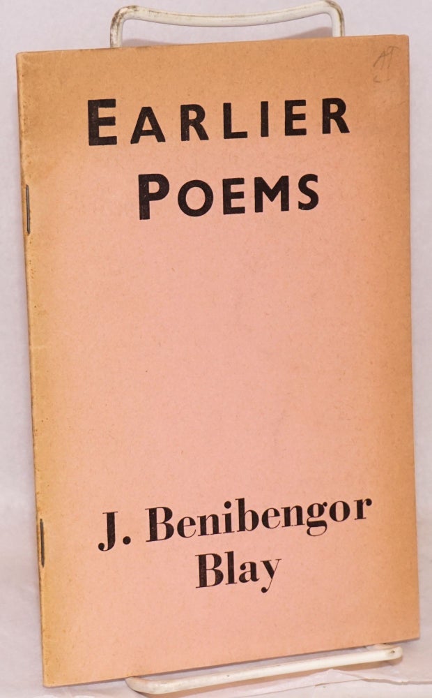 Cat.No: 143449 Earlier Poems. J. Benibengor Blay.