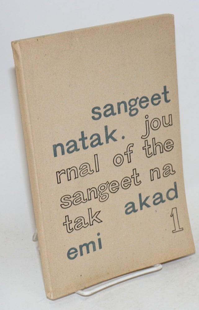 Cat.No: 146038 Sangeet natak.; Journal of the Sangeet Natak Akademi; a bi-annual publication on music dance and drama. Issue 1