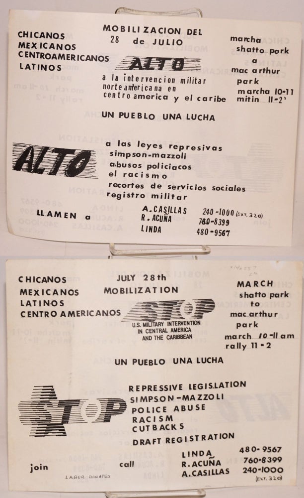 Cat.No: 146257 Chicanos Mexicanos Latinos Centroamericanos, July 28th mobilization, stop...