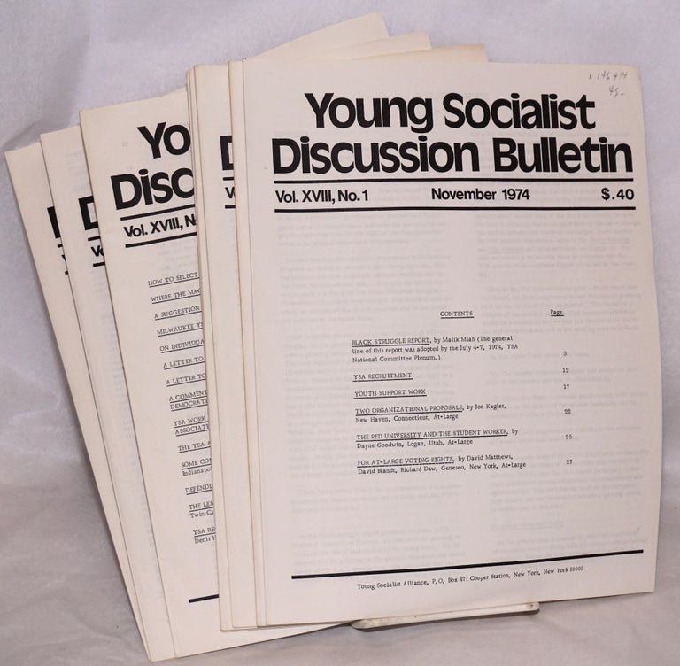 Cat.No: 146414 Young Socialist Discussion Bulletin, Volume 18, No. 1-8. Young Socialist Alliance.