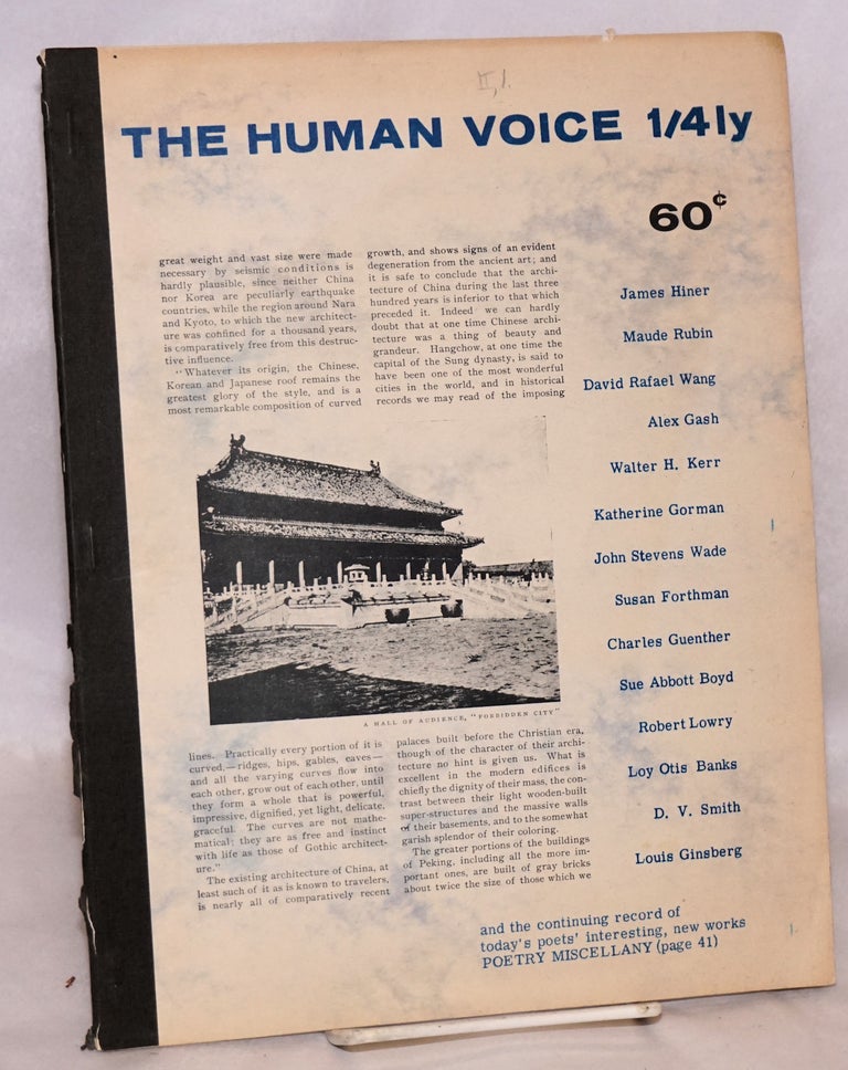 Cat.No: 146432 The human voice quarterly; vol. 2, no. 1 (Feb. 1966). D. V. Smith, J. H. Fredrick, Kitsono Katue Robert Lowry, Walter H. Kerr.