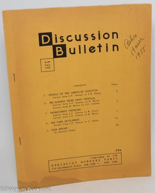 Cat.No: 146475 Discussion bulletin, A-29, June, 1955. Socialist Workers Party