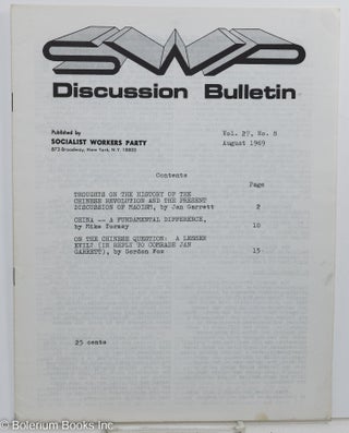 Cat.No: 146477 Discussion bulletin vol. 27, no. 8 (August 1969). Socialist Workers Party