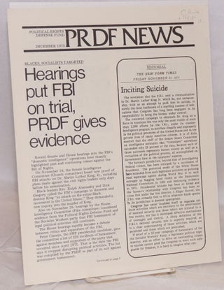 Cat.No: 146780 PRDF News. December 1975. Political Rights Defense Fund