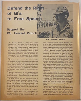 Cat.No: 147044 Defend the right of GIs to free speech: Support the Pfc. Howard Petrick...