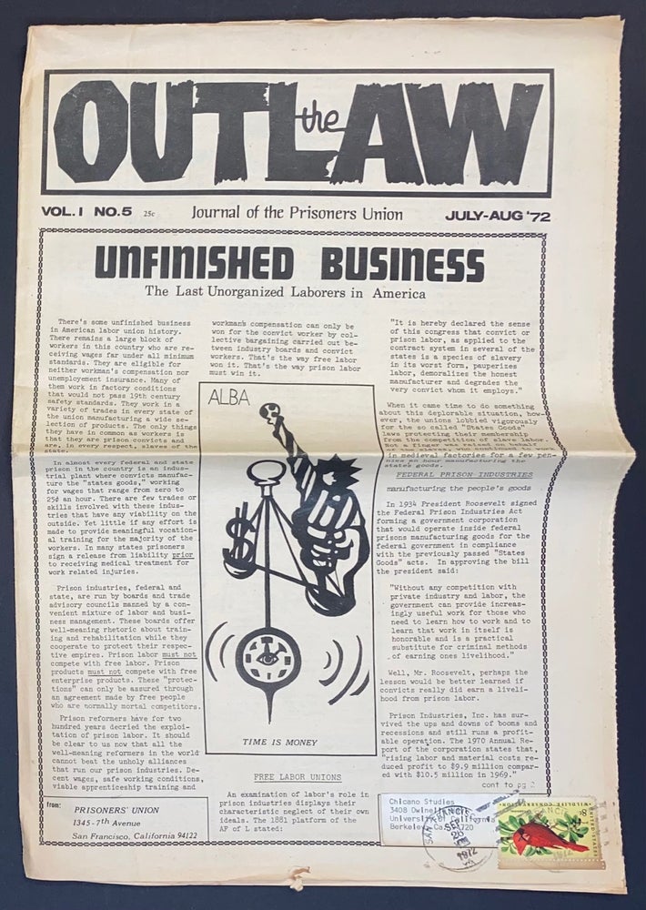 Cat.No: 147446 Outlaw: journal of the Prisoners Union. Vol. 1 no. 5 (July-August 1972)