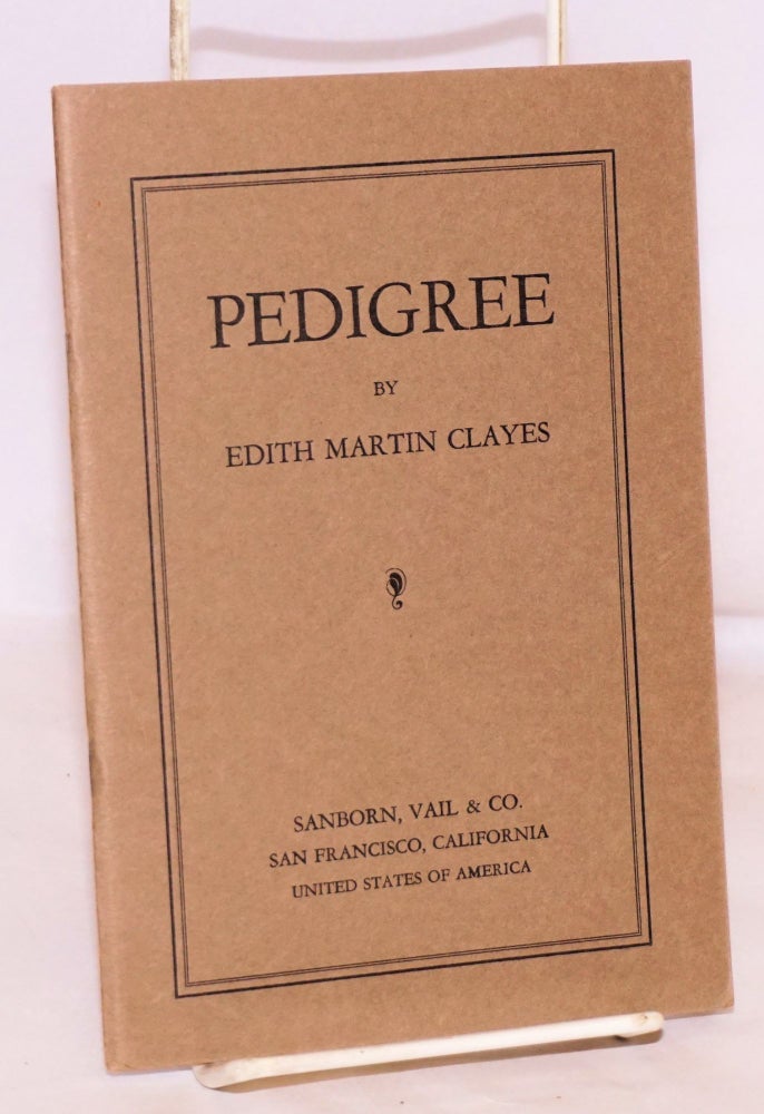 Cat.No: 147528 Pedigree. Edith Martin Clayes.