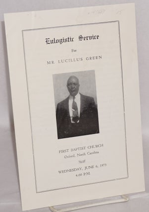 Cat.No: 147687 Eulogistic service for Mr. Lucillus Green: First Baptist Church, Oxford,...