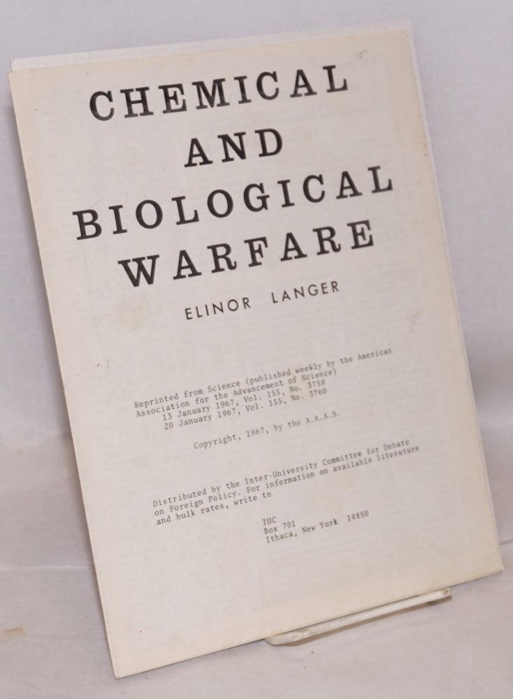 Cat.No: 147901 Chemical and biological warfare. Elinor Langer.