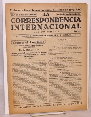 Cat.No: 148244 La Correspondencia internacional; revista semanal, año V, num. 56, 29...