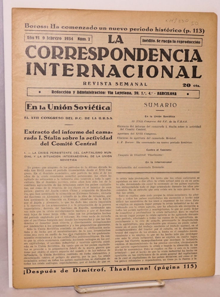Cat.No: 148250 La Correspondencia internacional; revista semanal, año VI, num.7, 9 febrero 1934
