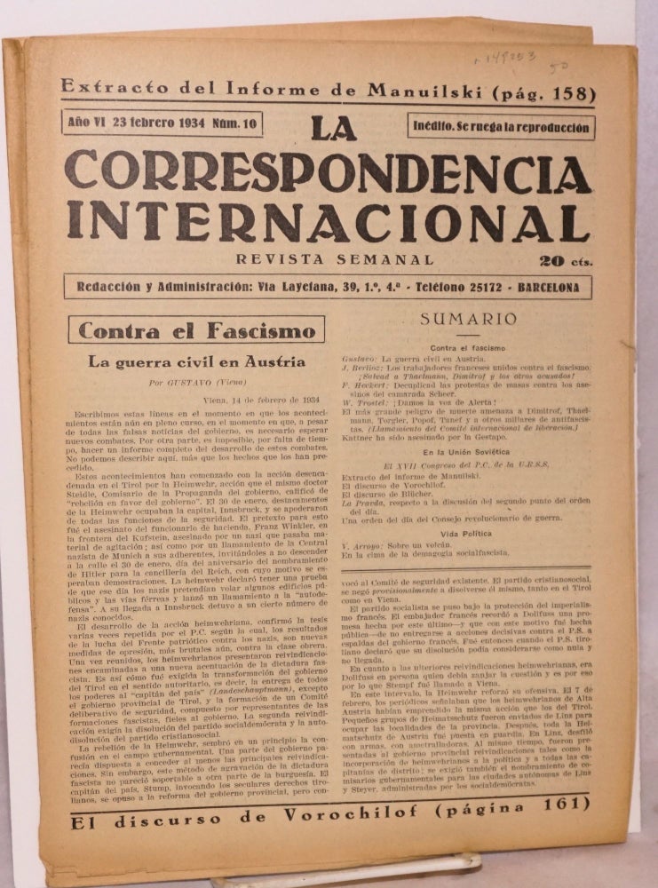 Cat.No: 148253 La correspondencia internacional; revista semanal, año VI, num.10, 23 febrero 1934