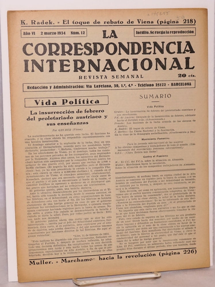 Cat.No: 148255 La Correspondencia internacional; revista semanal, año VI, num.12, 2 marzo 1934