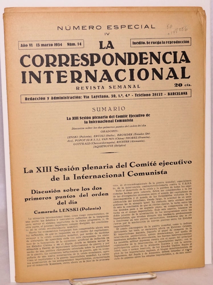 Cat.No: 148256 La Correspondencia internacional; revista semanal, año VI, num. 14, 13 marzo 1934