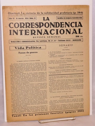 Cat.No: 148258 La Correspondencia internacional; revista semanal, año VI, num.15, 16...