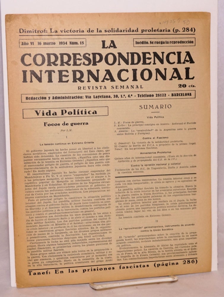 Cat.No: 148258 La Correspondencia internacional; revista semanal, año VI, num.15, 16 marzo 1934