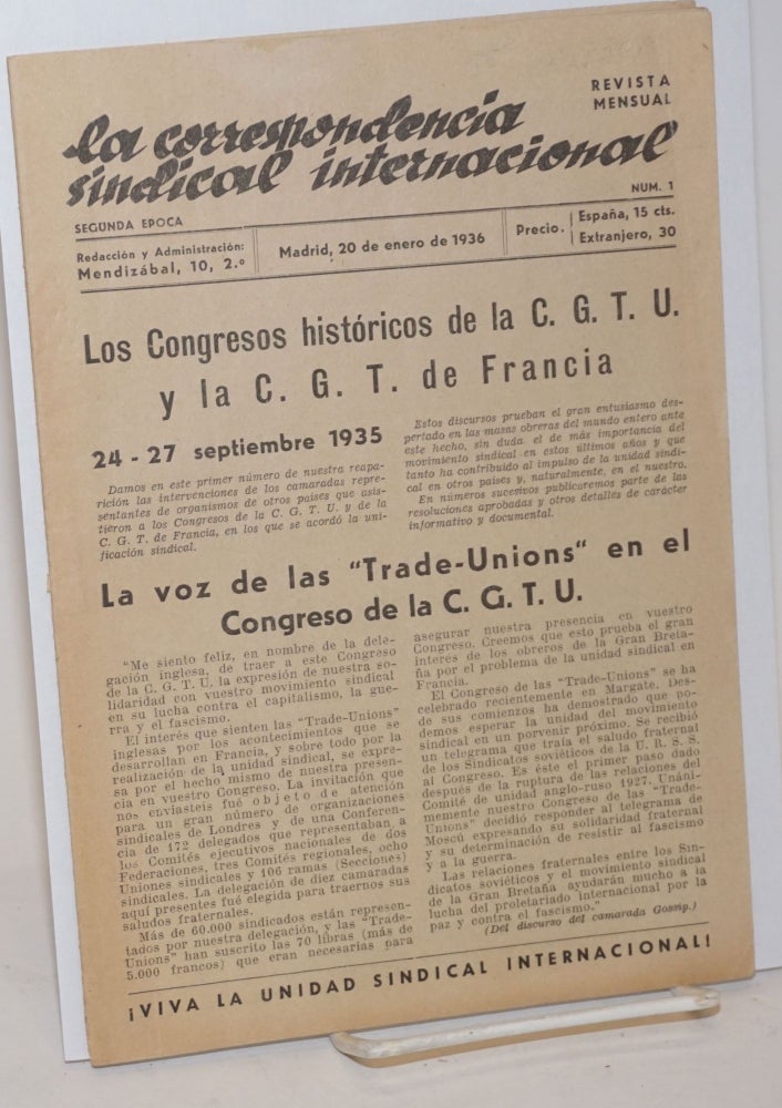 Cat.No: 148261 La correspondencia sindical internacional; segunda epoca, num. 1, 20 de enero de 1936