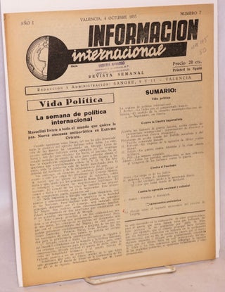 Cat.No: 148295 Informacion internacional; revista semanal, año I, numero 7, 4 Octubre 1935