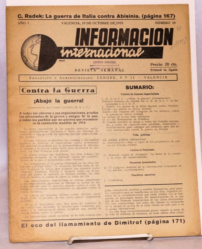 Cat.No: 148298 Informacion internacional; revista semanal, año I, numero 10, 19 de Octubre 1935