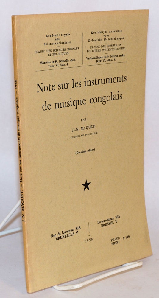 Cat.No: 148448 Note sur les instruments de musique congolais; deuxième édition. J. -N Maquet.