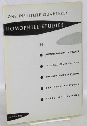 Cat.No: 148850 One Institute Quarterly: Homophile Studies #14, vol. 4, #3, Summer 1961....