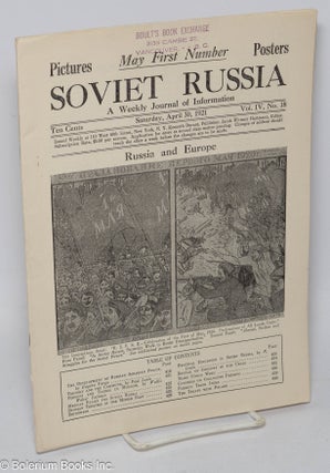 Cat.No: 148941 Soviet Russia, a weekly journal of information. Vol. 4, no. 18, April 30,...