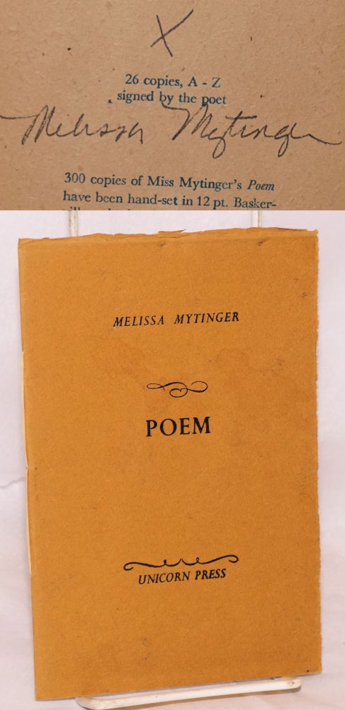 Cat.No: 150294 Poem [signed/limited]. Melissa Mytinger.