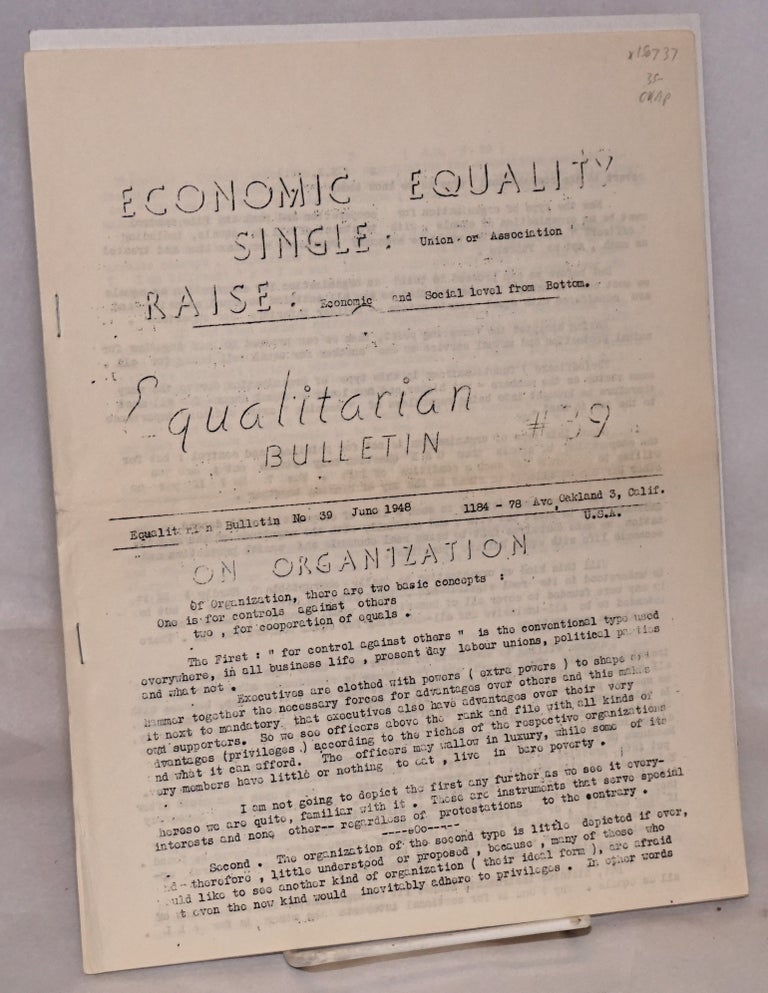 Cat.No: 150737 Equalitarian bulletin no. 39. June 1948