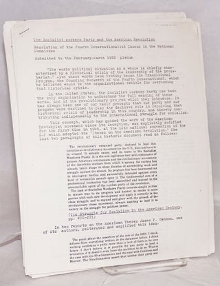 [Group of 31 documents from the 1983-84 internal strife that decimated the SWP and gave rise to new Trotskyist formations, including Socialist Action]
