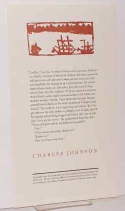 Cat.No: 152805 [Broadside with excerpted passage from The Middle Passage]. Charles Johnson