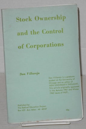 Cat.No: 154192 Stock ownership and the control of corporations. Don Villarejo