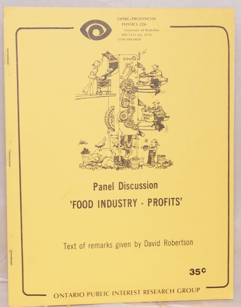 Cat.No: 155137 Panel discussion: Food industry - profits. David Robertson.