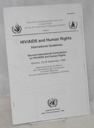 Cat.No: 155815 HIV/AIDS and Human Rights; international guidelines, Second International...