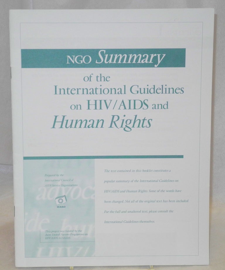Cat.No: 155816 NGO summary of the international guidelines on HIV/AIDS and human rights