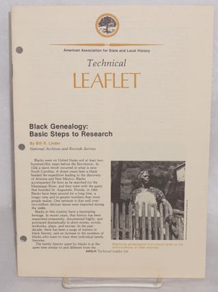 Cat.No: 156075 Black genealogy: basic steps to research. Bill R. Linder