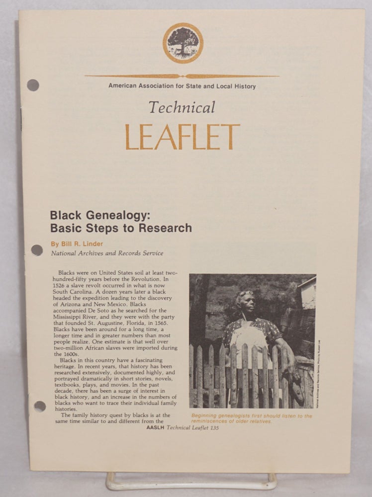 Cat.No: 156075 Black genealogy: basic steps to research. Bill R. Linder.