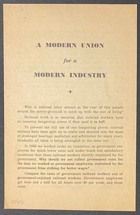 Cat.No: 156139 A modern union for a modern industry. Railroad Workers Industrial Union...
