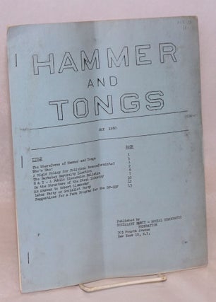 Cat.No: 156299 Hammer and Tongs: May 1960. Socialist Party - Social Democratic Federation