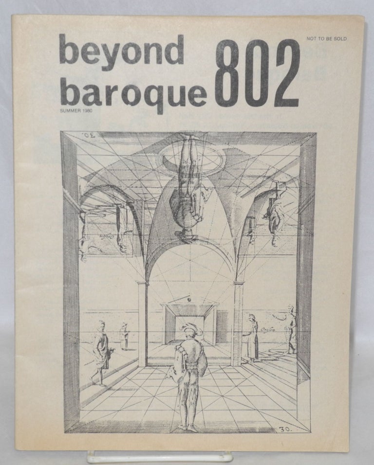 Cat.No: 156471 Beyond Baroque 802: vol. 11, no. 2, spring 1980: Gay and Lesbian Theme issue. George Drury Smith, Jacqueline de Angelis Malcolm Boyd, Clifton Snider, Darrell G. H. Schramm.