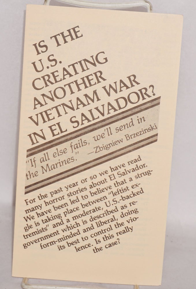 Cat.No: 156544 Is the US creating another Vietnam War in El Salvador?