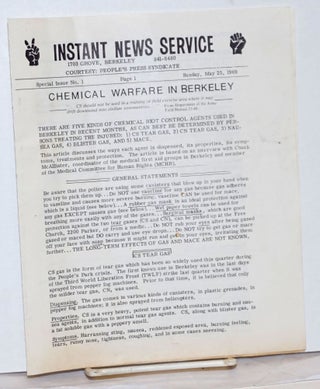 Cat.No: 157002 Instant News Service. Special issue no. 1 (May 25, 1969). Chemical warfare...