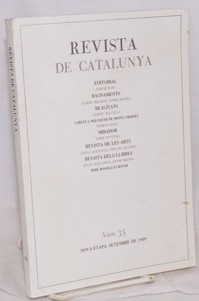 Cat.No: 157320 Revista de Catalunya, num. 33, Nova etapa. Setembre de 1989