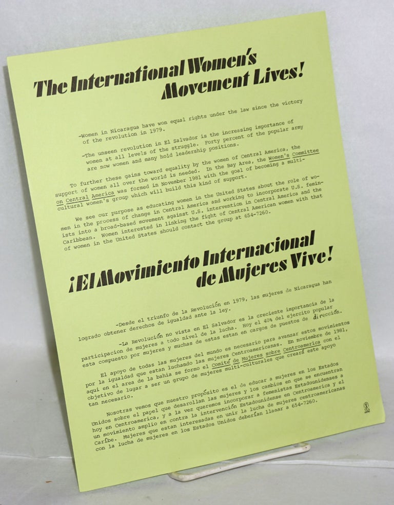 Cat.No: 157454 The International Women's Movement Lives! [handbill]. Women's Committee on Central America.