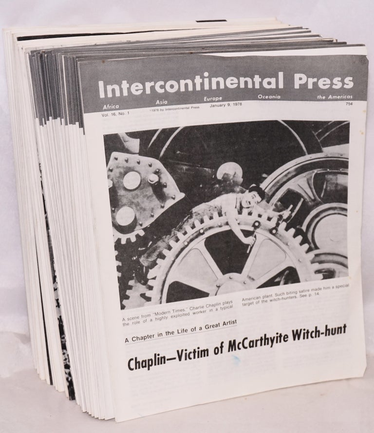 Cat.No: 157666 Intercontinental Press. Vol. 16, no. 1 (January 9, 1978) to vol. 16, no. 49 (December 25, 1978). Joseph Hansen.