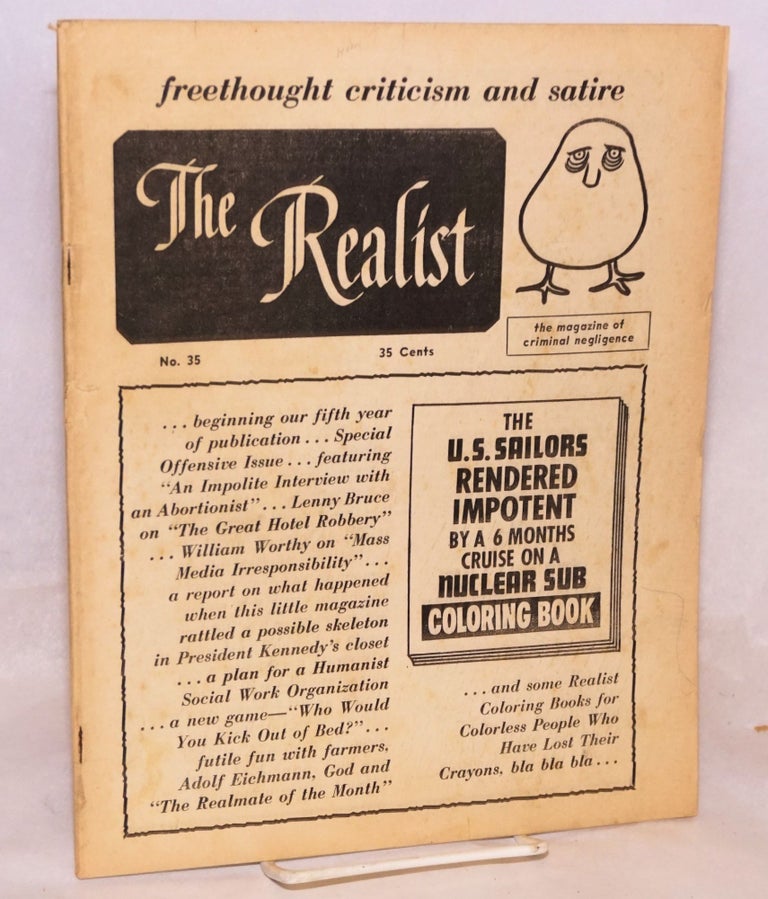 Cat.No: 158042 The realist [no.35] freethought criticism and satire. The magazine of criminal negligence. June, 1962. Paul Krassner, ed.