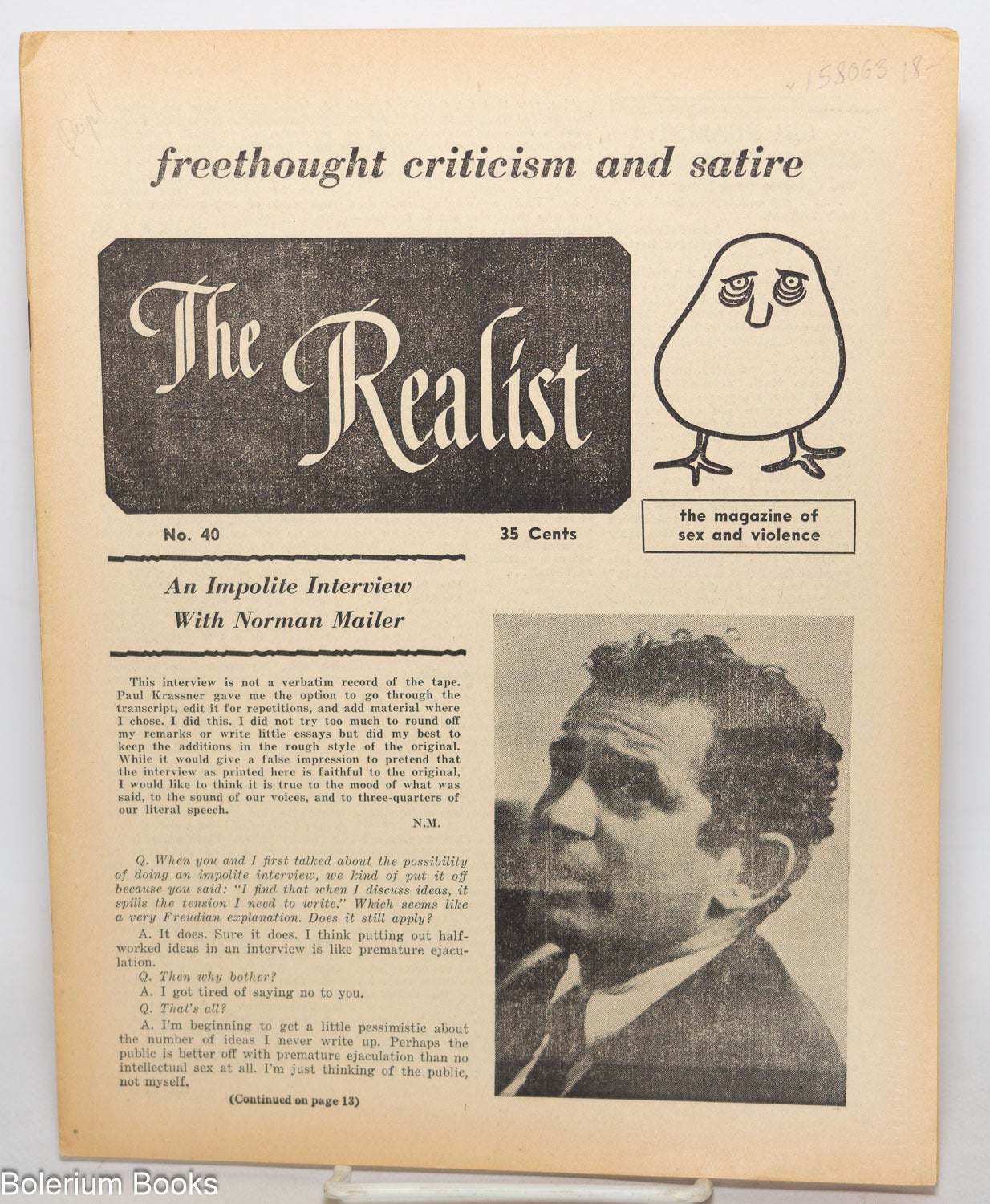 The realist no.40 , freethought criticism and satire. The magazine of ...