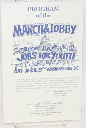 Cat.No: 158098 Program of the March and Lobby: Jobs for Youth. Sat., April 8th,...